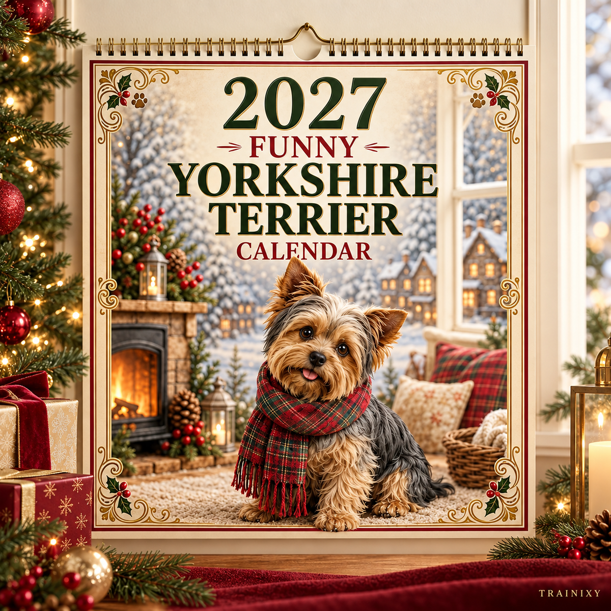 2027 Funny Yorkie Wall Calendar - Yorkshire Terrier Dog Lover Gift