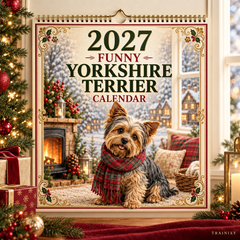 2027 Funny Yorkie Wall Calendar - Yorkshire Terrier Dog Lover Gift
