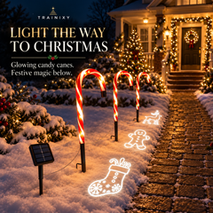Solar Candy Cane Pathway Lights with Ground Projection (5-Piece Set)