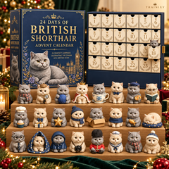 British Shorthair 24-Day Christmas Advent Calendar – Collectible Cat Figurines