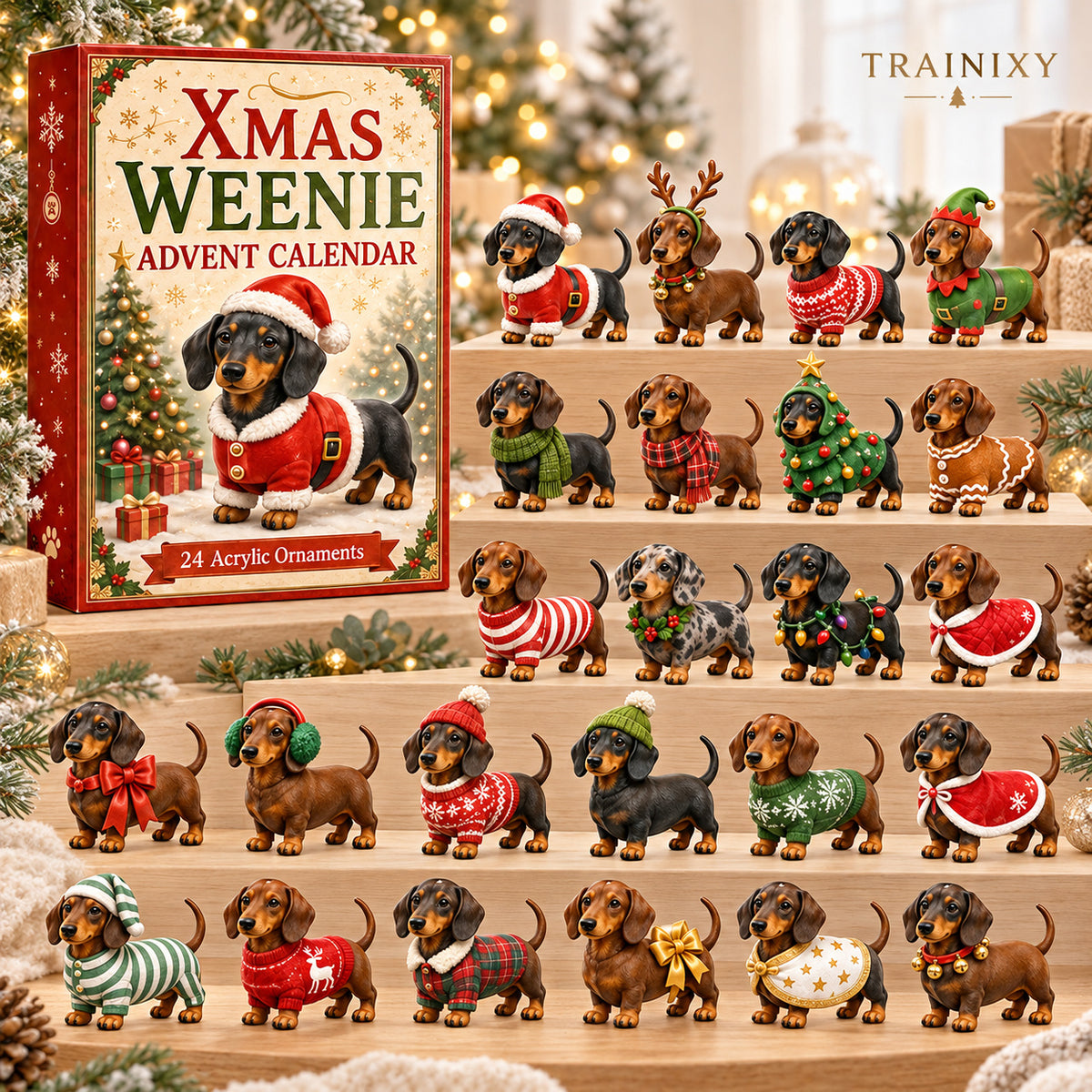 2026 Dachshund Christmas Advent Calendar – 24 Days Holiday Countdown with Ornaments