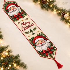 Christmas Diamond Painting Table Runner Kit – Festive DIY Holiday Tabletop Decor with Tassels