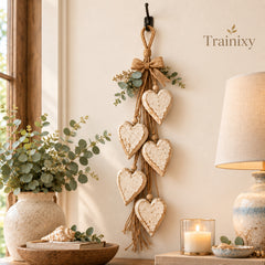 Farmhouse Hanging Heart Wall Decor with Wooden Beads