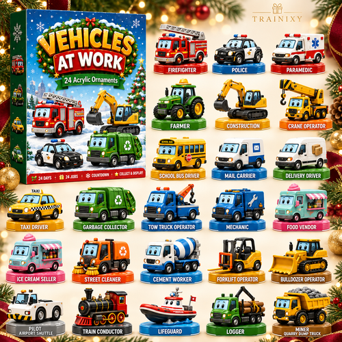 2026 Vehicles At Work Advent Calendar – 24 Days of Acrylic Vehicle Ornaments & Christmas Countdown