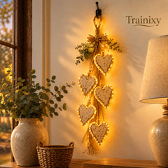 Farmhouse Hanging Heart Wall Decor with Wooden Beads