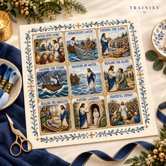 Life of Jesus Bible Story Cross Stitch DIY Kit – Beginner-Friendly Embroidery Set