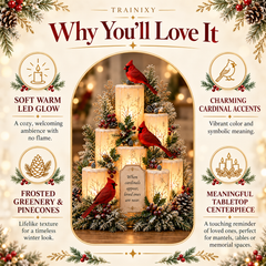 Cardinal Memorial Flameless Candle Centerpiece