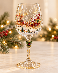 Festive 3D Embossed Christmas Wine Glass Collection