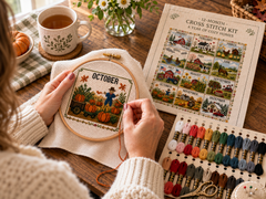 A Year in Stitches – 12-Month Seasonal Stamped Cross Stitch Kit