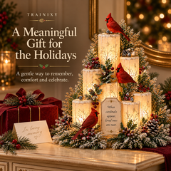 Cardinal Memorial Flameless Candle Centerpiece