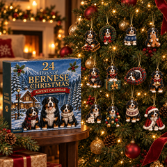 Bernese Mountain Dog Advent Calendar 2026 – 24 Days Christmas Countdown with Acrylic Ornaments