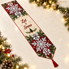 Christmas Diamond Painting Table Runner Kit – Festive DIY Holiday Tabletop Decor with Tassels