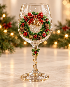 Festive 3D Embossed Christmas Wine Glass Collection