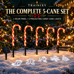 Solar Candy Cane Pathway Lights with Ground Projection (5-Piece Set)