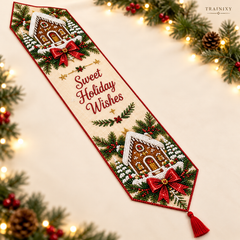 Christmas Diamond Painting Table Runner Kit – Festive DIY Holiday Tabletop Decor with Tassels