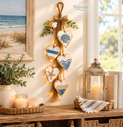 Farmhouse Hanging Heart Wall Decor with Wooden Beads