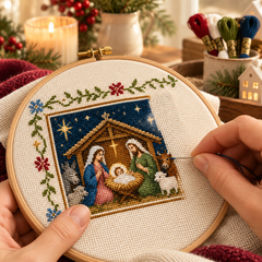 Life of Jesus Bible Story Cross Stitch DIY Kit – Beginner-Friendly Embroidery Set