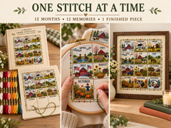 A Year in Stitches – 12-Month Seasonal Stamped Cross Stitch Kit