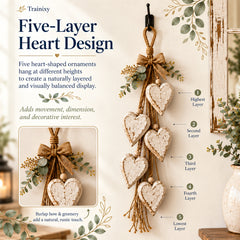Farmhouse Hanging Heart Wall Decor with Wooden Beads