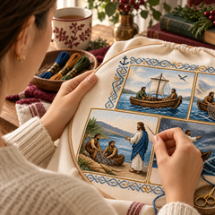Life of Jesus Bible Story Cross Stitch DIY Kit – Beginner-Friendly Embroidery Set