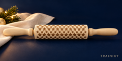 Embossed Wooden Rolling Pin for Baking – Engraved Beech Wood Cookie Roller