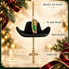 San Judas (St. Jude) Car Blessing Charm with Mini Sombrero