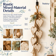 Farmhouse Hanging Heart Wall Decor with Wooden Beads