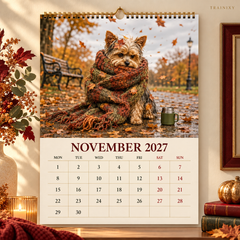 2027 Funny Yorkie Wall Calendar - Yorkshire Terrier Dog Lover Gift