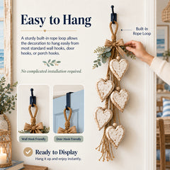 Farmhouse Hanging Heart Wall Decor with Wooden Beads