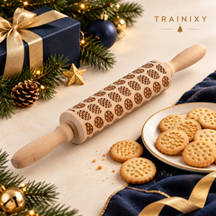 Embossed Wooden Rolling Pin for Baking – Engraved Beech Wood Cookie Roller