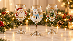 Festive 3D Embossed Christmas Wine Glass Collection