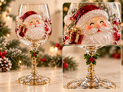 Festive 3D Embossed Christmas Wine Glass Collection