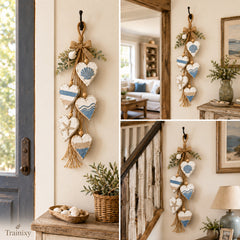 Farmhouse Hanging Heart Wall Decor with Wooden Beads
