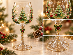 Festive 3D Embossed Christmas Wine Glass Collection