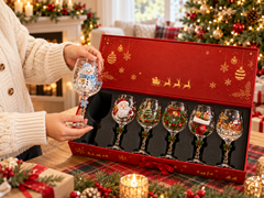 Festive 3D Embossed Christmas Wine Glass Collection