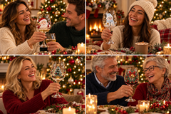 Festive 3D Embossed Christmas Wine Glass Collection