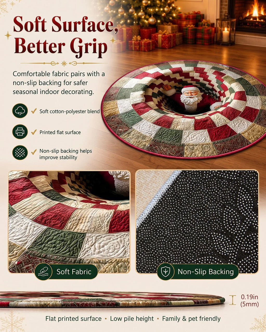 3D Christmas Gnome Optical Illusion Round Rug | Fun Festive Home Decor Must‐Have