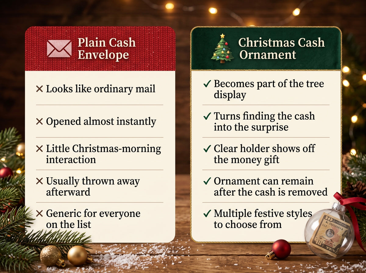 Plain Envelope vs. Christmas Cash Ornament