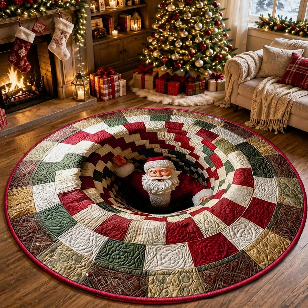 3D Christmas Gnome Optical Illusion Round Rug | Fun Festive Home Decor Must‐Have