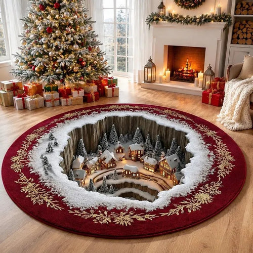 3D Christmas Gnome Optical Illusion Round Rug | Fun Festive Home Decor Must‐Have
