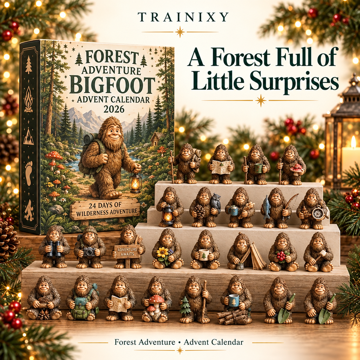 Bigfoot Advent Calendar 2026 – 24-Day Christmas Countdown Tree Ornaments