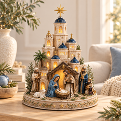Illuminated Bethlehem Nativity Church Figurine – Lighted Christmas Home Decor