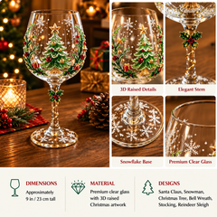 Festive 3D Embossed Christmas Wine Glass Collection