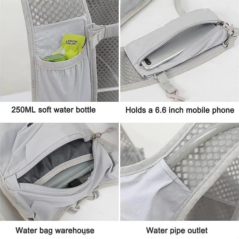 Running Hydration Vest Backpack for Hiking Cycling Marathon Lightweight Water Chest Pack With Phone Storage Pocket