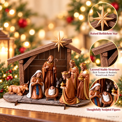 ✝️ Christmas Nativity Scene Tabletop Decor | Traditional Holiday Display