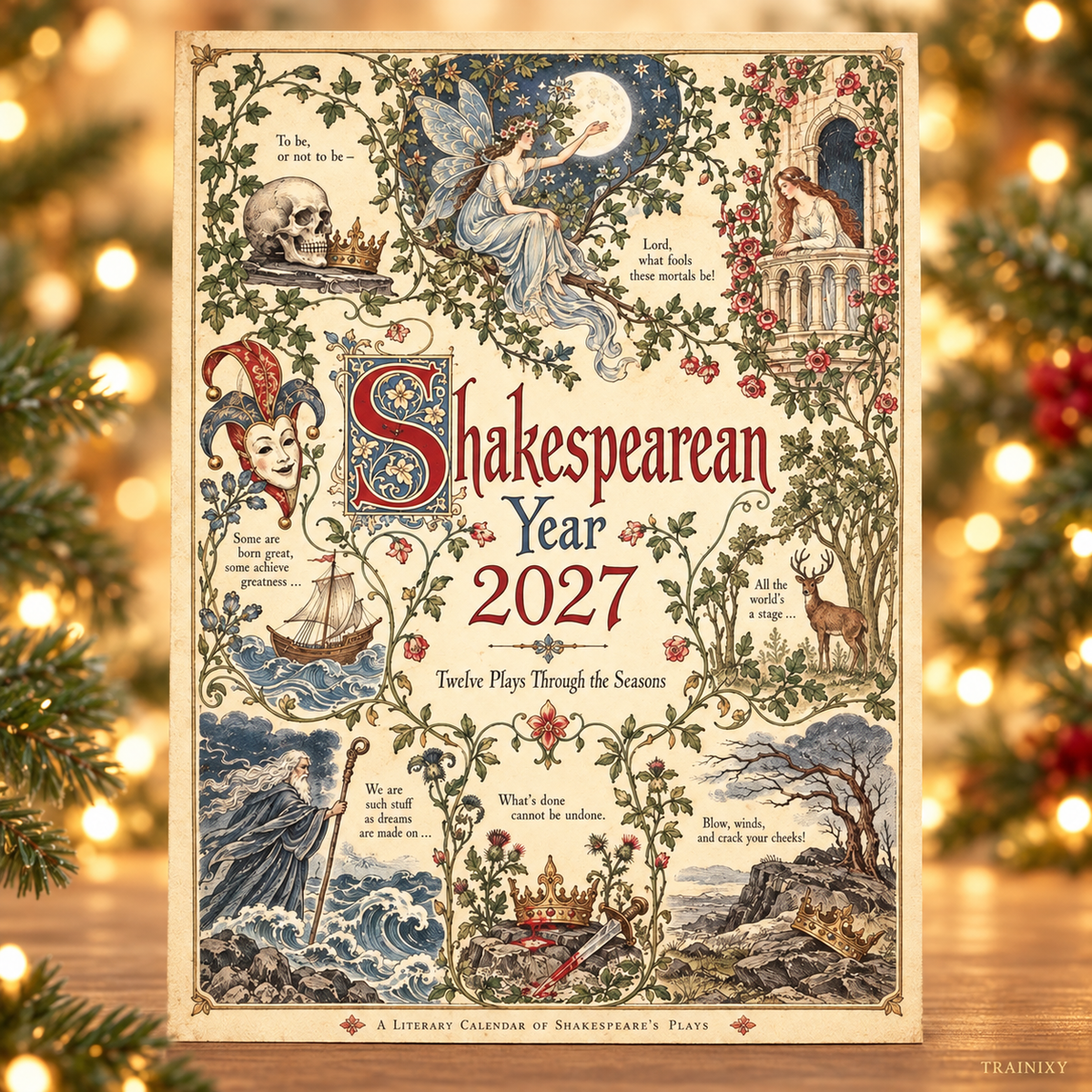 A Shakespearean Year 2027 – 12 Plays Through the Seasons | Vintage Illustrated Wall Calendar