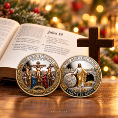From Cross to Crown – 3D Crucifixion & Resurrection Prayer Coin