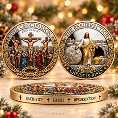 From Cross to Crown – 3D Crucifixion & Resurrection Prayer Coin