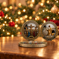 From Cross to Crown – 3D Crucifixion & Resurrection Prayer Coin