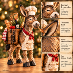 The Stubborn Little Chef – Rustic Donkey Kitchen Figurine